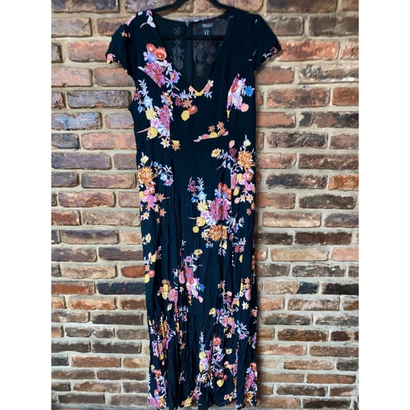 Forever 21 Black Maxi Dress with Floral Print - Picture 1 of 5